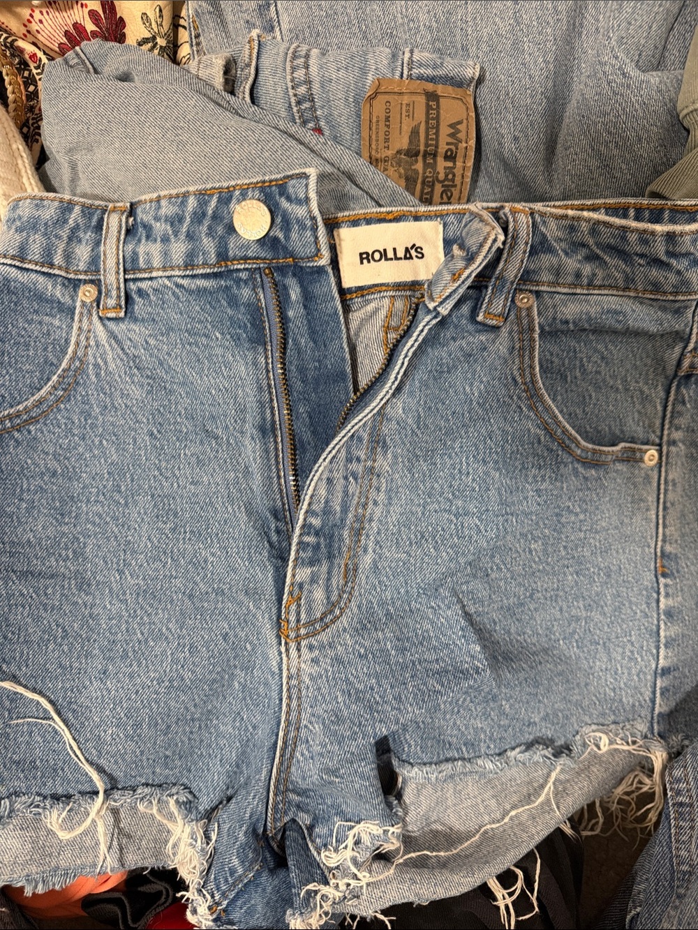 ROLLA'S Light Blue Distressed Denim Shorts